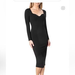 NEW Dress the Population Sonja Black Long Sleeve Midi Dress | Size M